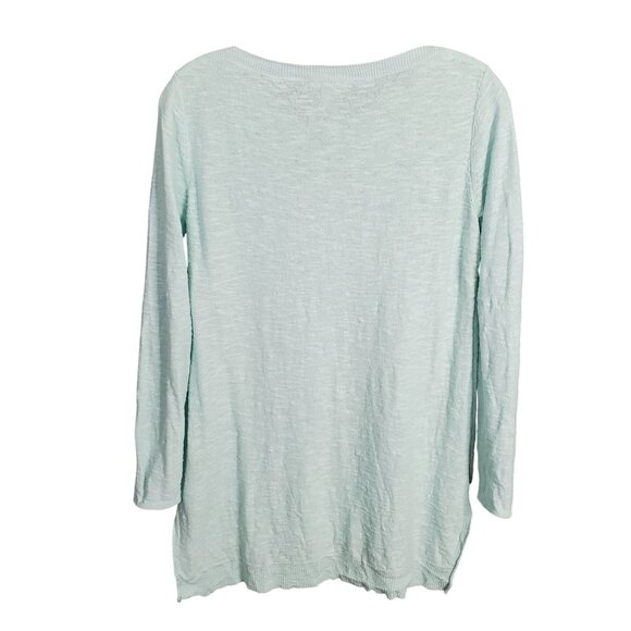 Eileen Fisher Size S Sweater Organic Linen Cotton Light Aqua Sustainable Airy - Picture 3 of 10